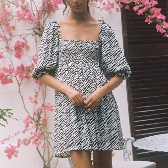 Faithfull the Brand Black and White Mini Dress - Picture 1 of 8